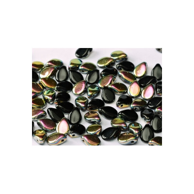 Perles en verre de Bohème "Pip" 5X7mm Jet Vitrail (X50 environ)