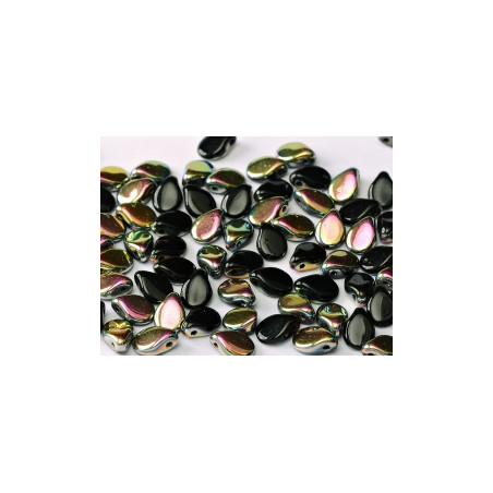 Perles en verre de Bohème "Pip" 5X7mm Jet Vitrail (X50 environ)