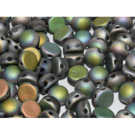 Perle Cabochon 2 trous Crystal Vitrail Full Matted (x12) 