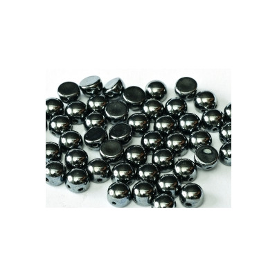 Perle Cabochon 2 trous Jet Hématite (x12) 