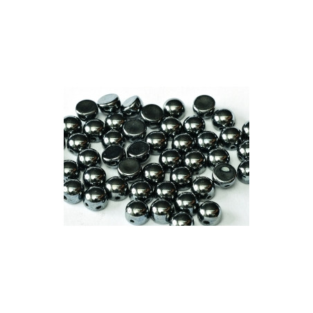 Perle Cabochon 2 trous Jet Hématite (x12) 