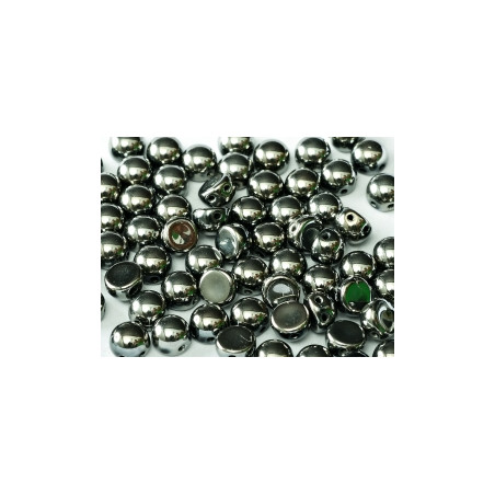 Perle Cabochon 2 trous Jet Chrome Full (x12) 