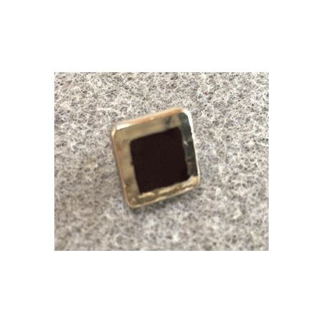 Bouton rond 12mm "Carré Noir" résine avec accroche (X1)