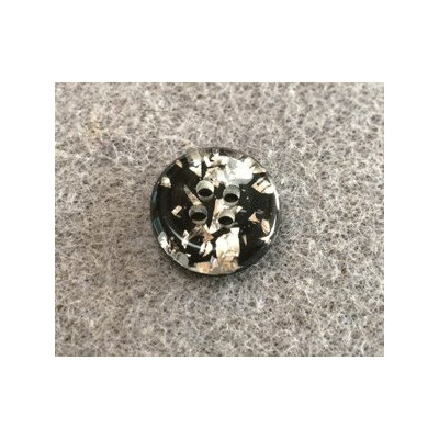Bouton Rond 16mm Noir Argent Résine (X1) Bouton Rond 16mm Noir Argent Résine (X1)