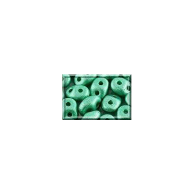 Perles Super Duo 2,5X5mm Metallic Turquoise Green Mat (x 10gr env)