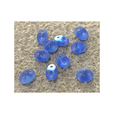 Perles Super Duo 2,5X5mm Saphirre Ab Mat (x 10gr env.) Perles Super Duo 2,5X5mm Saphirre Ab Mat (x 10gr env.)