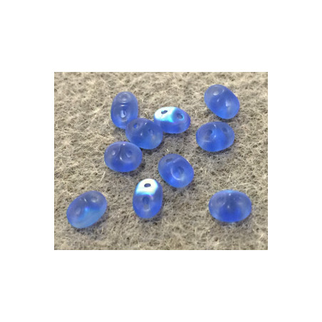 Perles Super Duo 2,5X5mm  Saphirre Ab Mat (x 10gr env.) 