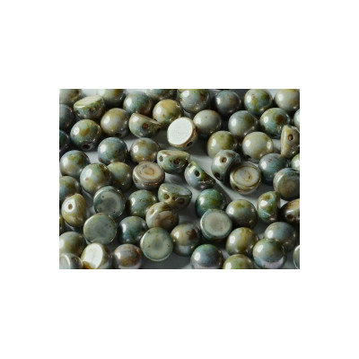 Perle Cabochon 2 trous Chalk White Blue Luster (x12) Perle Cabochon 2 trous Chalk White Blue Luster (x12)