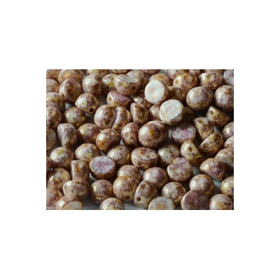Perle Cabochon 2 trous Chalk White Lila Gold Luster (x12) Perle Cabochon 2 trous Chalk White Lila Gold Luster (x12)