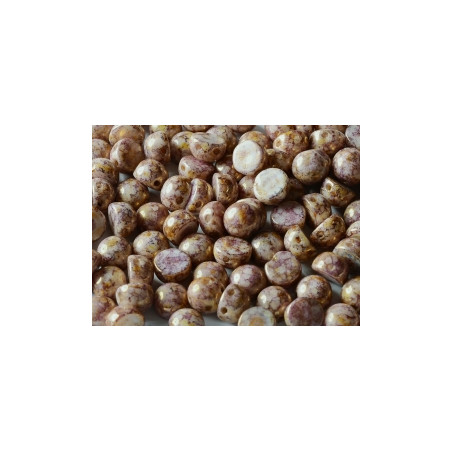 Perle Cabochon 2 trous Chalk White Lila Gold Luster (x12)  