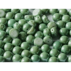 Perle Cabochon 2 trous Chalk White Teal Luster (x12)  