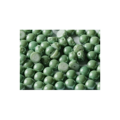 Perle Cabochon 2 trous Chalk White Teal Luster (x12)  