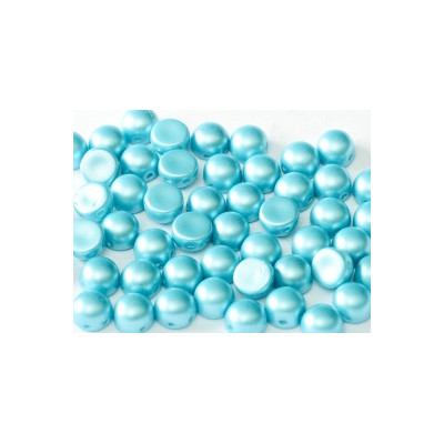 Perle Cabochon 2 trous Alabaster Pastel Aqua (x12) Perle Cabochon 2 trous Alabaster Pastel Aqua (x12)
