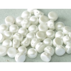 Perle Cabochon 2 trous Alabaster Pastel White (x12)   