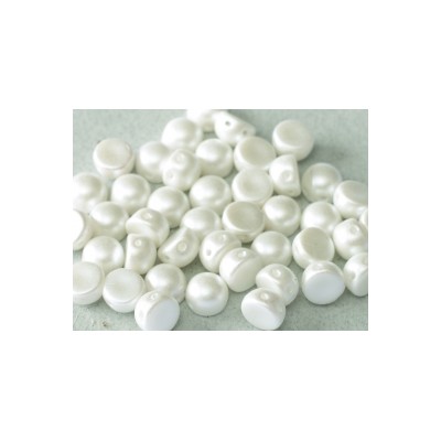 Perle Cabochon 2 trous Alabaster Pastel White (x12)   