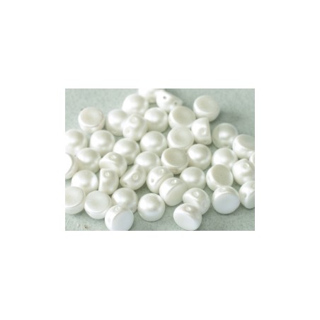 Perle Cabochon 2 trous Alabaster Pastel White (x12)   