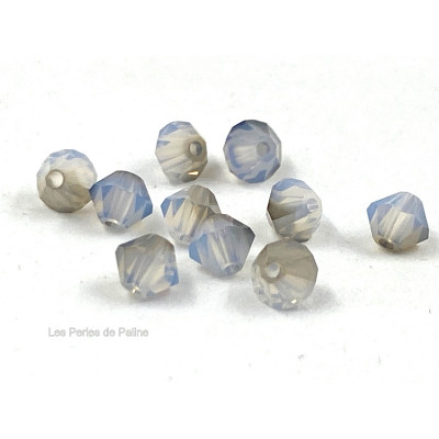 Toupies 4mm White Opal Satin - réf. 5301 (x20) Toupies 4mm White Opal Satin - réf. 5301 (x20)