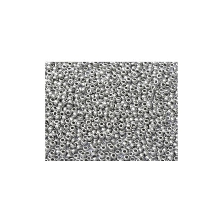 R8- Rocailles 8/0 White Opaque Aluminium Silver (x10gr)