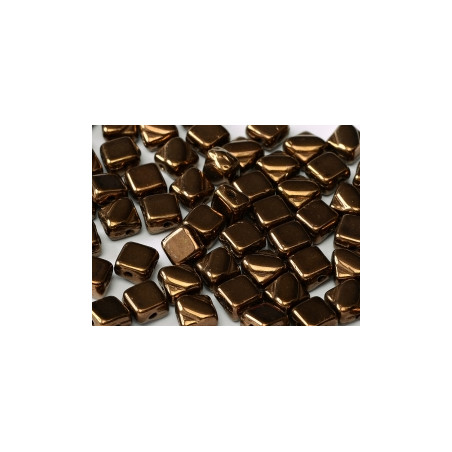 Perles Silky 6X6mm Jet Bronze  (X50)  
