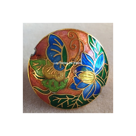 Perle Cloisonnée Cabochon Orange 40mm (x1)  