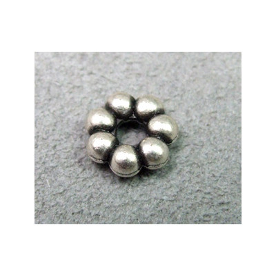 Perle rondelle intercalaire marguerite diam. 9mm - argenté (x1) 