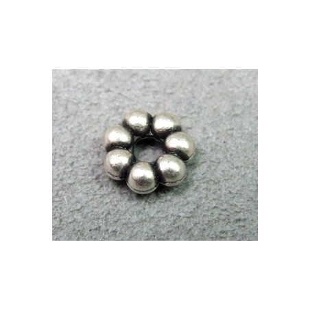 Perle rondelle intercalaire marguerite diam. 9mm - argenté (x1) 