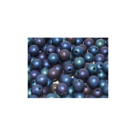 Perle en verre de Bohème 6mm Jet Blue Iris Mat (X25)  