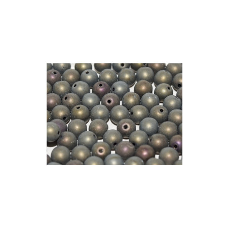 Perle en verre de Bohème 6mm Jet Brown Iris Mat (X25)  