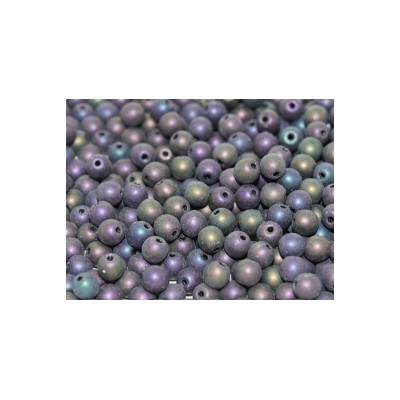 Perle en verre de Bohème 6mm Jet Purple Iris Mat (X25)  