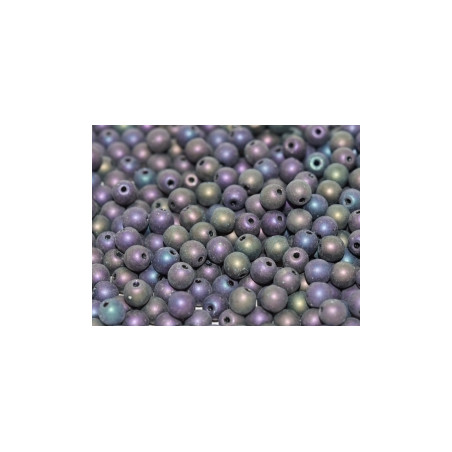 Perle en verre de Bohème 6mm Jet Purple Iris Mat (X25)  