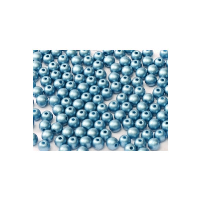 Perle en verre de Bohême 6mm Alabaster Bleu (x25) 