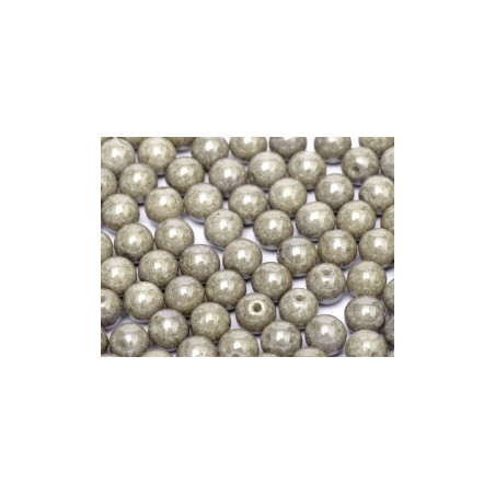 Perle en verre de Bohème 6mm Chalkwhite Grey Luster (X25)