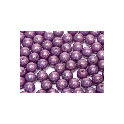 Perle en verre de Bohême 6mm Chalkwhite Lilas Véga Luster (x25)