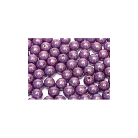 Perle en verre de Bohême 6mm Chalkwhite Lilas Véga Luster (x25)
