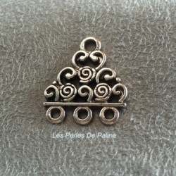 Réducteur 3 rangs Argent Vieilli 18x17x1.5mm (x4)