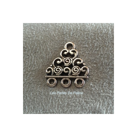 Réducteur 3 rangs Argent Vieilli 18x17x1.5mm (x4)