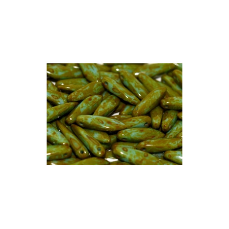 Dague en verre de Bohême 5x16mm - Turquoise Dark Travertin (x20)