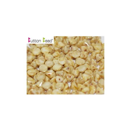 Perles Buttons 4mm Chalk White Picasso (X30)