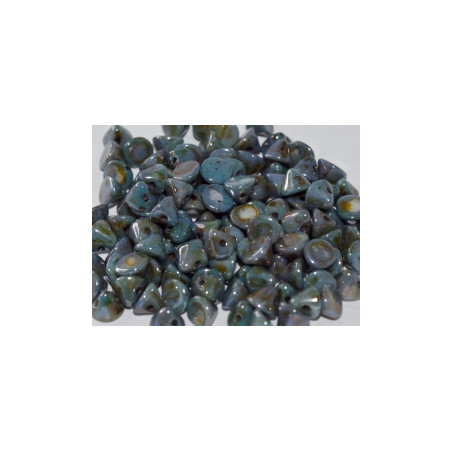 Perles Buttons 4mm Chalk White Blue Luster (X30)