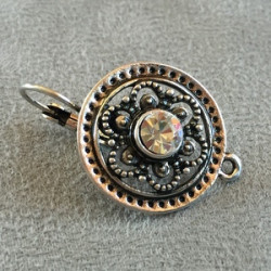 Boucle d'oreille Strass+ anneau Vieil Argent Rond 20mm (x2)