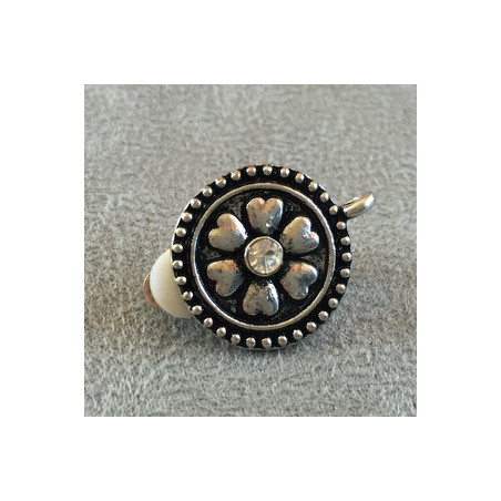 Boucle d'oreille Clip + anneau Vieil Argent Rond 18mm (x2) 