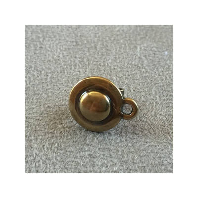 Boucle d'oreille Clip + anneau Bronze Rond 14mm (x2)