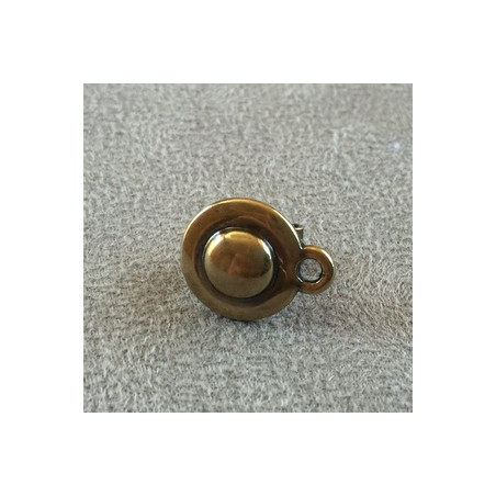 Boucle d'oreille Clip + anneau Bronze Rond 14mm (x2)