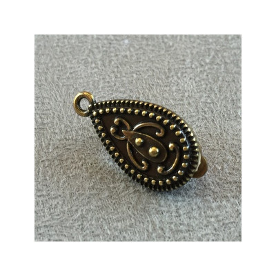 Boucle d'oreille Clip + anneau Bronze Poire 25x14mm (x2)