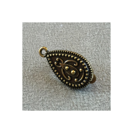 Boucle d'oreille Clip + anneau Bronze Poire 25x14mm (x2)