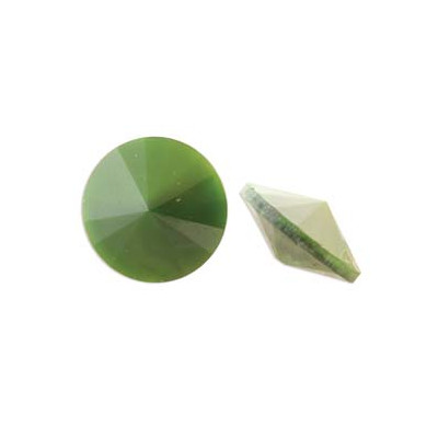 Cabochon Rond Matubo 14mm Leaf Green Pearl (x1)