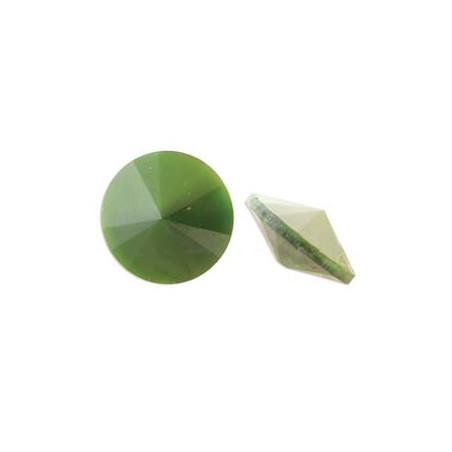 Cabochon Rond Matubo 14mm Leaf Green Pearl (x1)