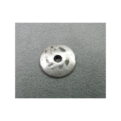 Perle intercalaire pièce usée diam. 16mm  - argenté (x1)