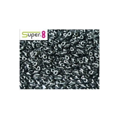 Perles Super 8® Jet Hematite 14400 2,2x4,7mm (x5gr)