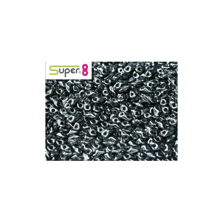 Perles Super 8® Jet Hematite 14400 2,2x4,7mm (x5gr)